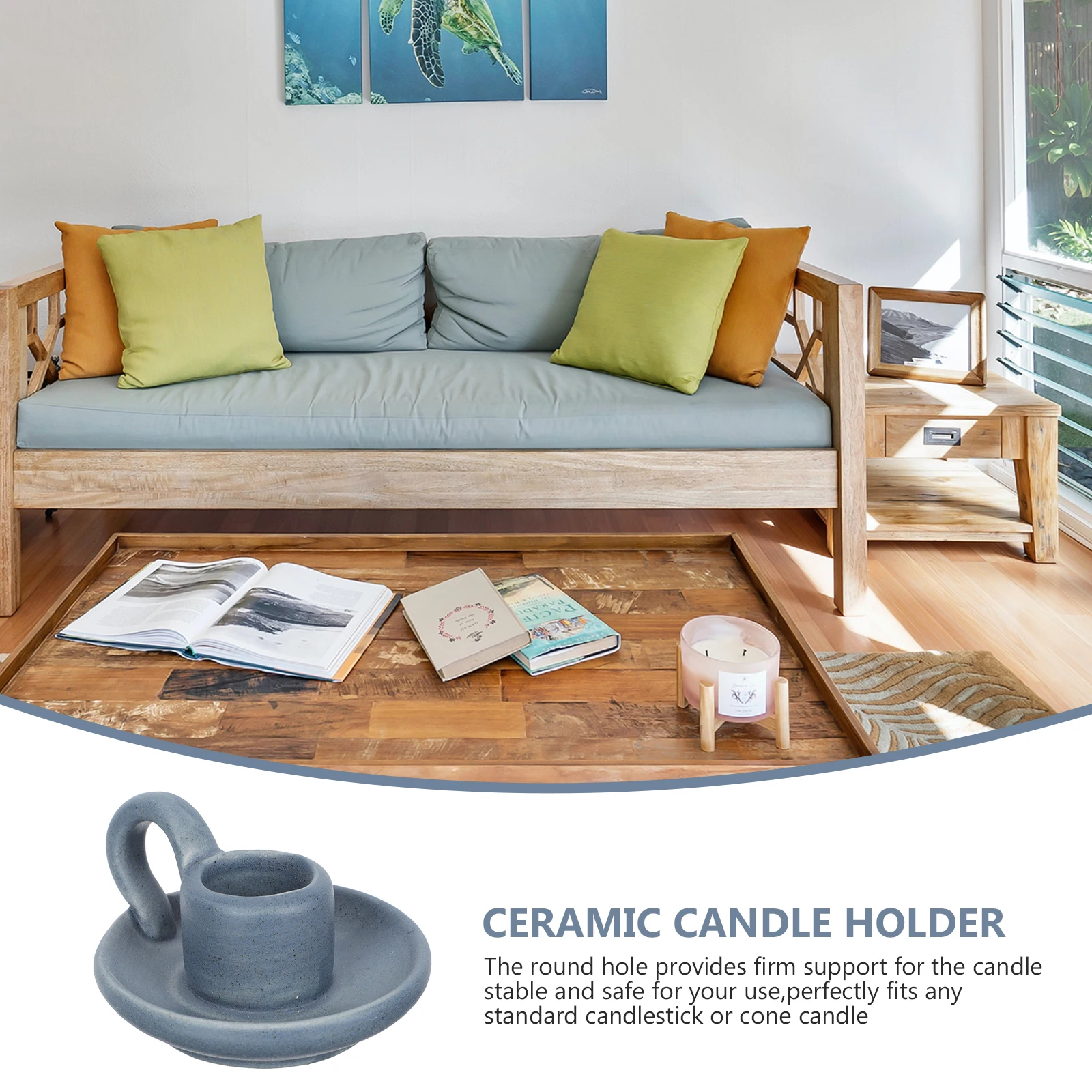 

2Pcs Exquisite Ceramic Candlestick Desktop Decorative for Bedroom Hotel Living Room Blue Ceramic Holder