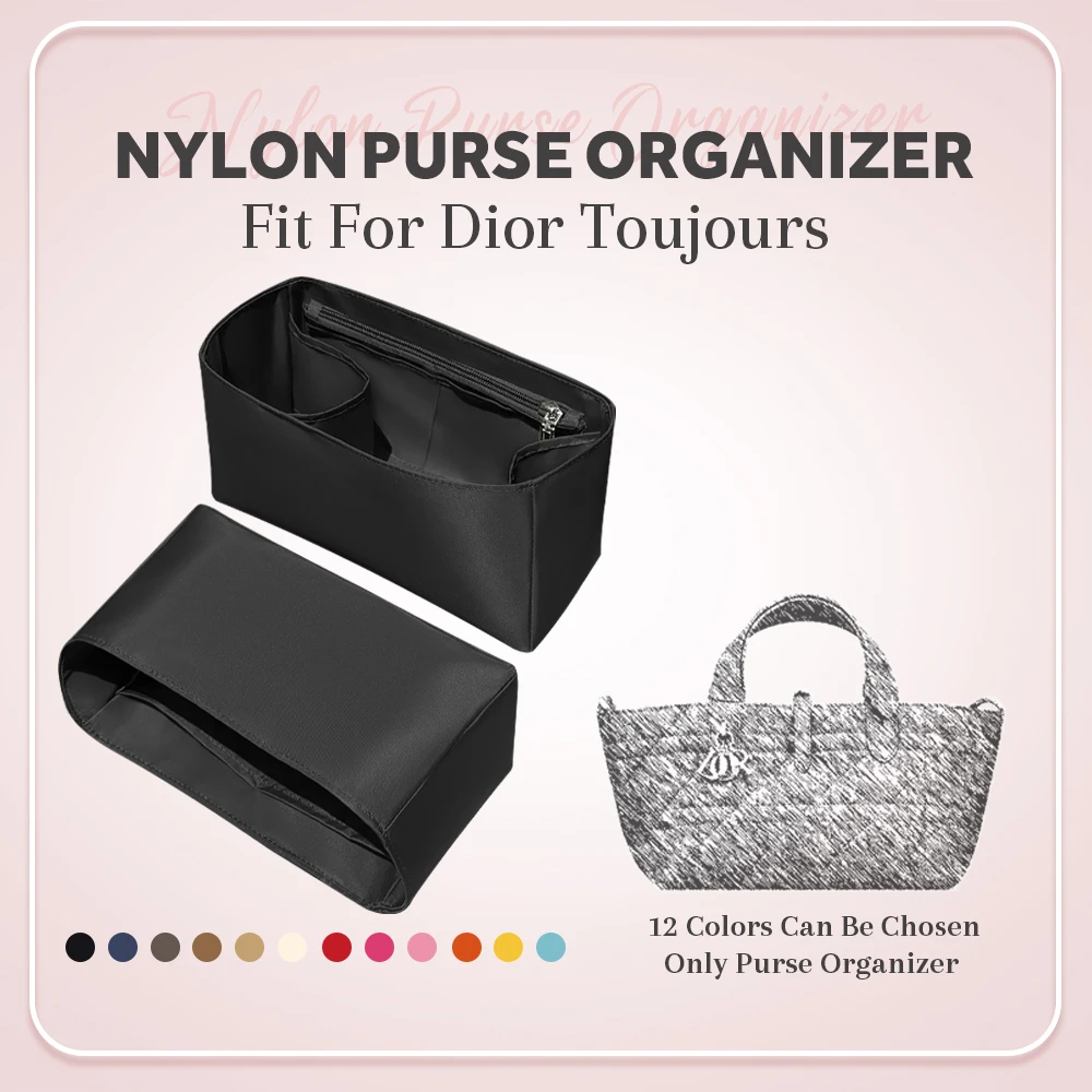 

Nylon Purse Organizer Insert, Lightweight Zipper Storage Bag Insert Fit for Dior Toujours Handbag Inside Bag Organizer Insert