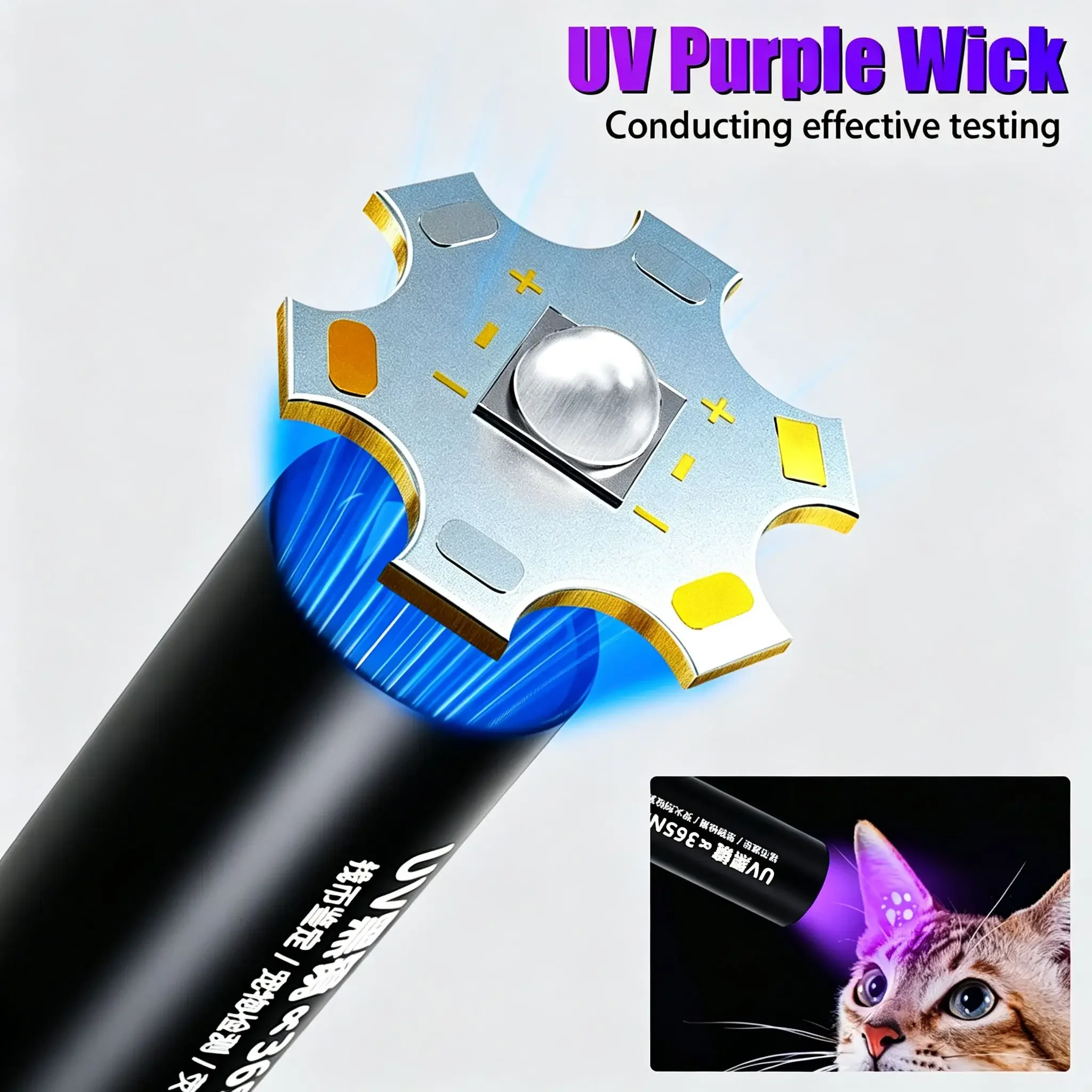 365nm UV Black Light Flashlight, Mini Rechargeable Pet Ringworm & Fluorescent Detector, Type-C with 3 Modes, 31g Alloy Shell - view 4