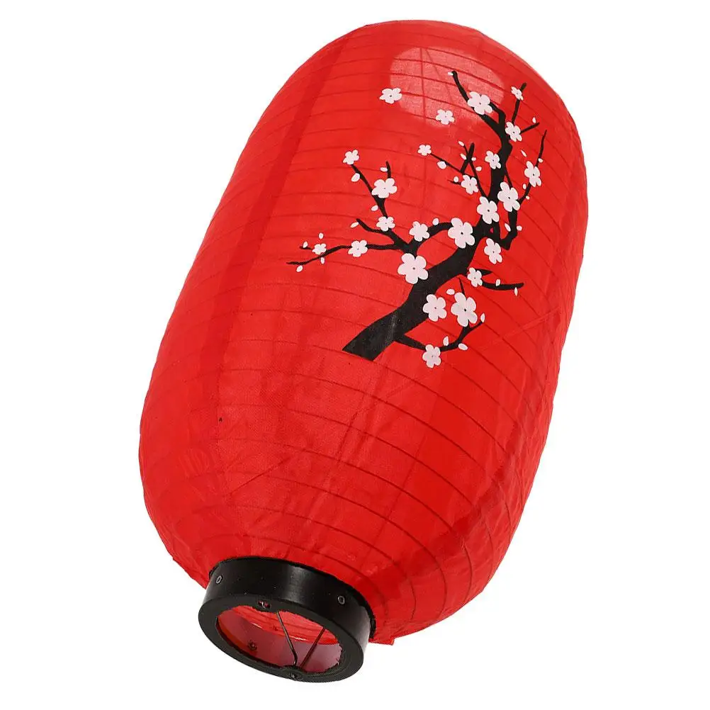 

Plum Blossom Lantern 12 Inch Red Japanese Silk Cloth Waterproof Hanging Lanterns for Restaurant Home Indoor Outdoor Traditional