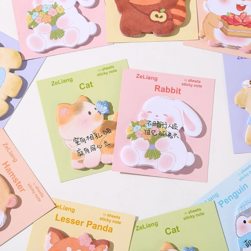 Kawai Office School Supplies High Value Cartoon Small Animal Notes Sticky Ins Wind Note Book Cute Student Paper Lovely Memo Pad