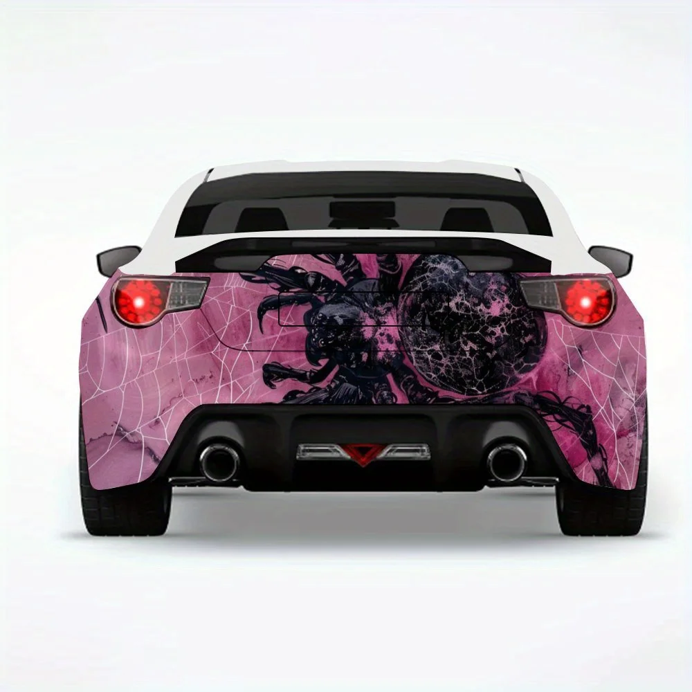 

Черный паук с розовым узором, автомобильная наклейка, виниловая наклейка на заднюю часть автомобиля, водонепроницаемые самоклеящиеся виниловые наклейки для автомобиля Tai