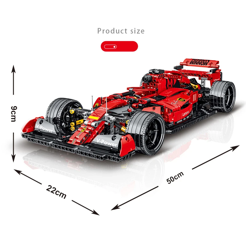 2025 New Technical Red F1 Racing Car Building Blocks Set Model MOC Assembly Vehicle Bricks Kids STEM Toys for Boy Christmas Gift image 5