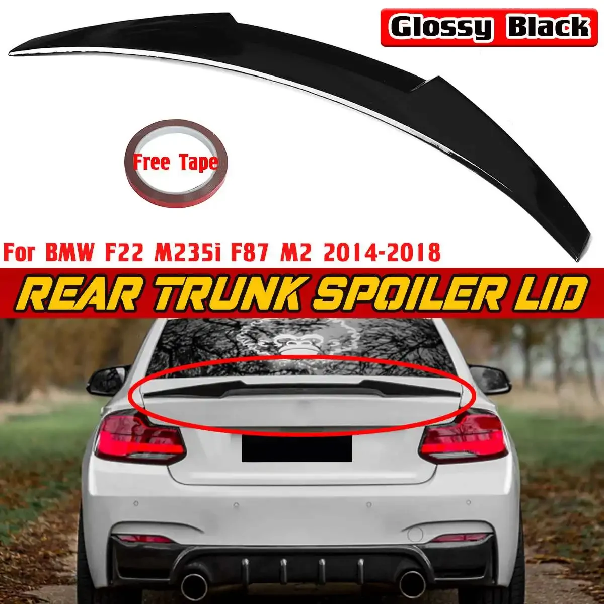 

New F22 Car Rear Spoiler Wing Trunk Lip Rear Roof Lip Spoiler For BMW F22 M235i F87 M2 2014-2018 Car Tail Wing Decoration