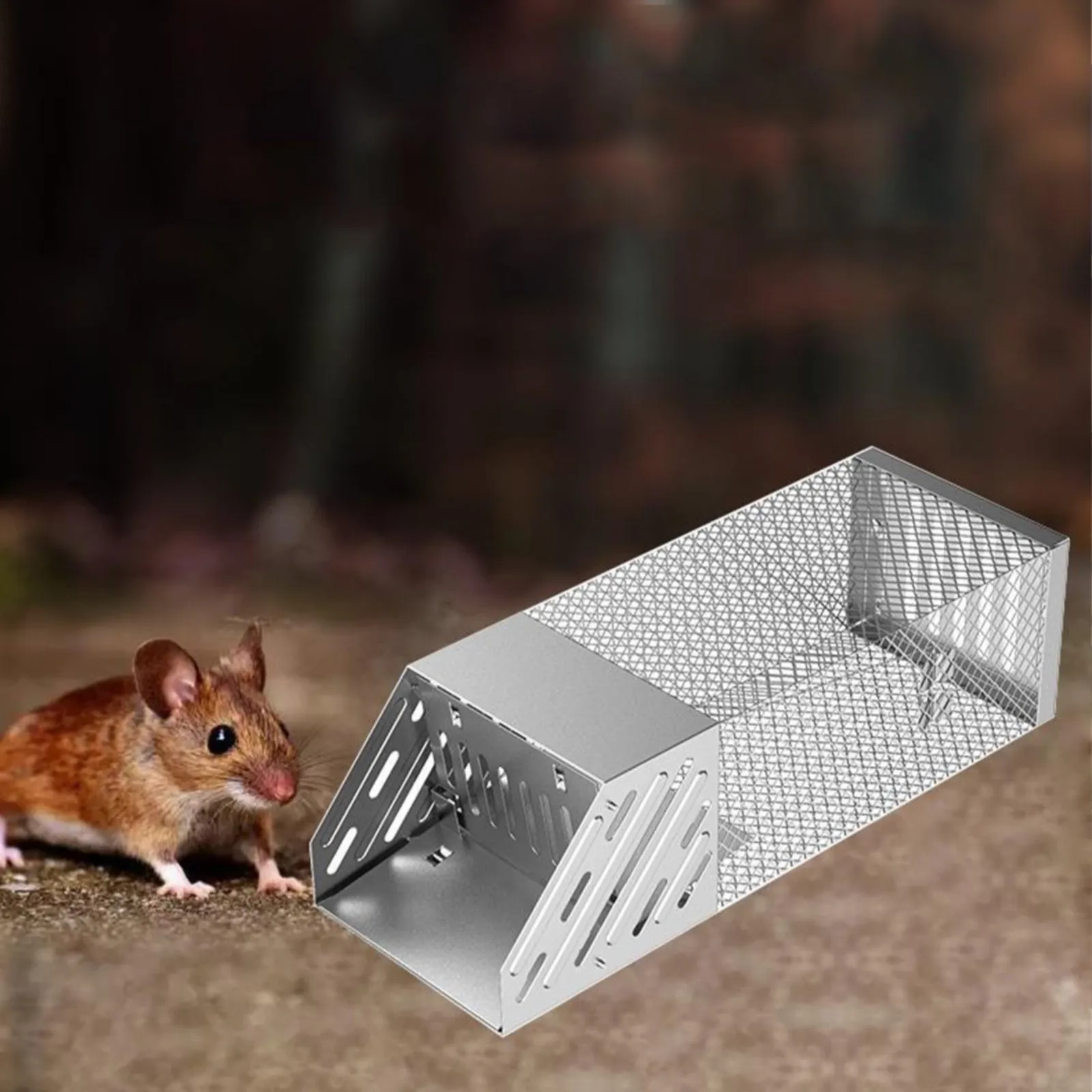 Single Door Continuous Cycle Mouse Trap Stainless Steel Squirrel Trap Mice Killer Automatic Indoor Outdoor Mouse Catching Tool