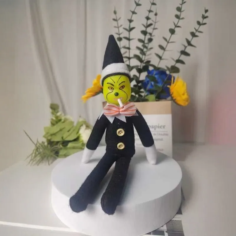 

2025 Christmas Green Monster Plush Toy Green Monster Figurine Doll Bookshelf Decoration