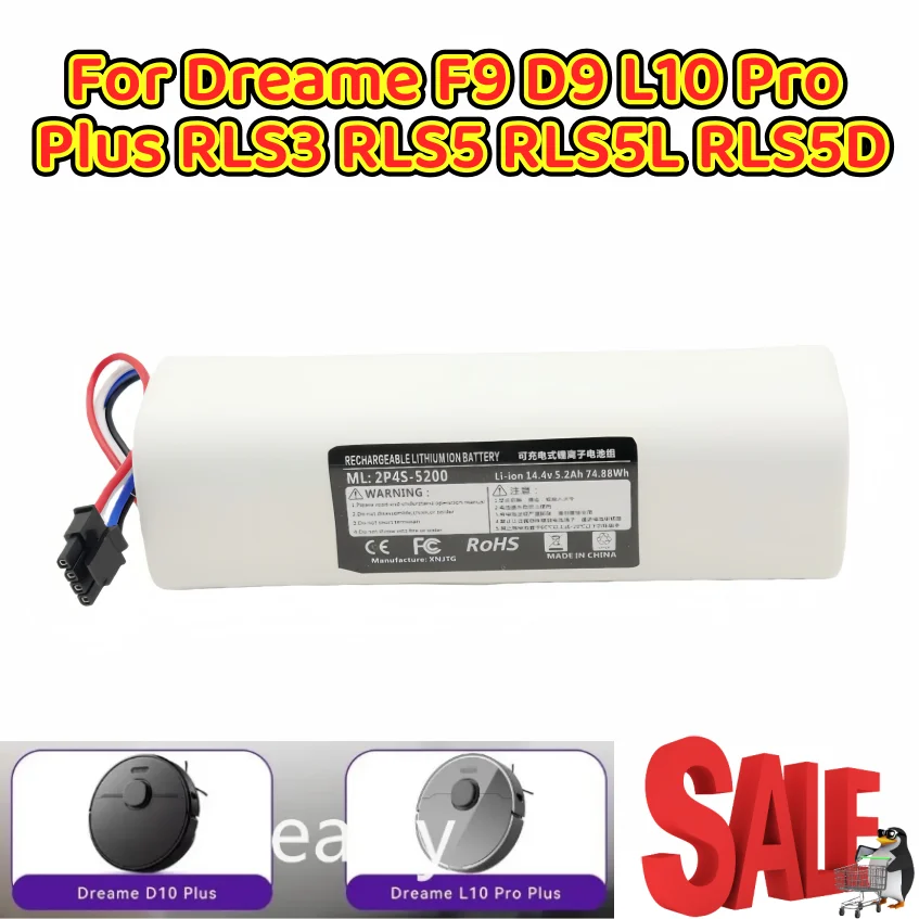 

Сменный аккумулятор для Dreame F9 D9 L10 Pro Plus P2008-4S2P-MMBK 14 В 6500 мАч, оригинальный Spec для RLS3 RLS5L RLS5D, аксессуары