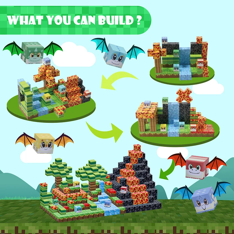 ชุดตัวต่อแม่เหล็ก 80 ชิ้น ธีมไดโนเสาร์ ของเล่นเสริมพัฒนาการ STEM สำหรับเด็กชาย เด็กหญิง อายุ 3 ปีขึ้นไป ของขวัญคริสต์มาส แบบประกอบเอง