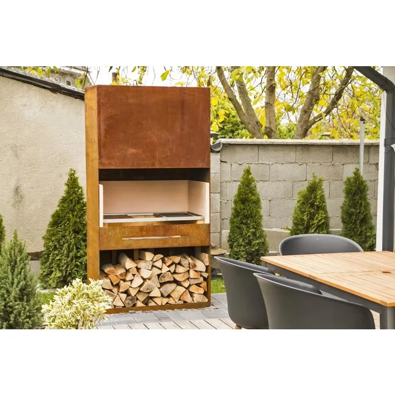 Outdoor backyard garden charcoal fired heater fireplace with stainless steel grill