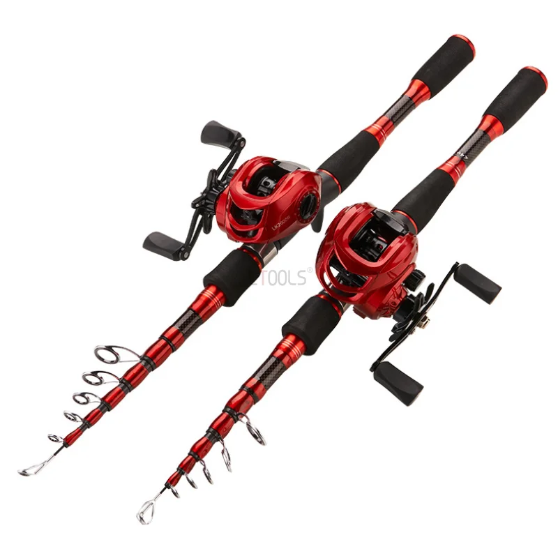 Fishing Rod Reel Combo 1.8M 2.1M 2.4M Carbon Fiber Casting Rod and 7.2:1 Gear Ratio Baitcasting LK2000 Fishing Reel Max Drag 8kg