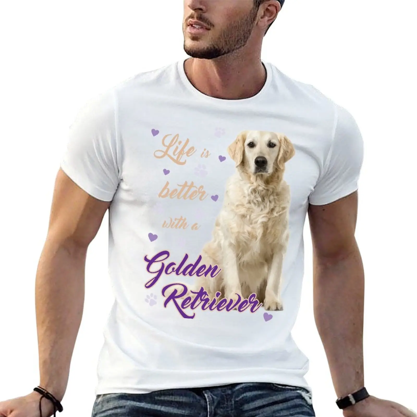 Lifes better with a Golden Retriever! Especially for Golden owners! T-Shirt Trendy Casual Short Sleeve Shirt
