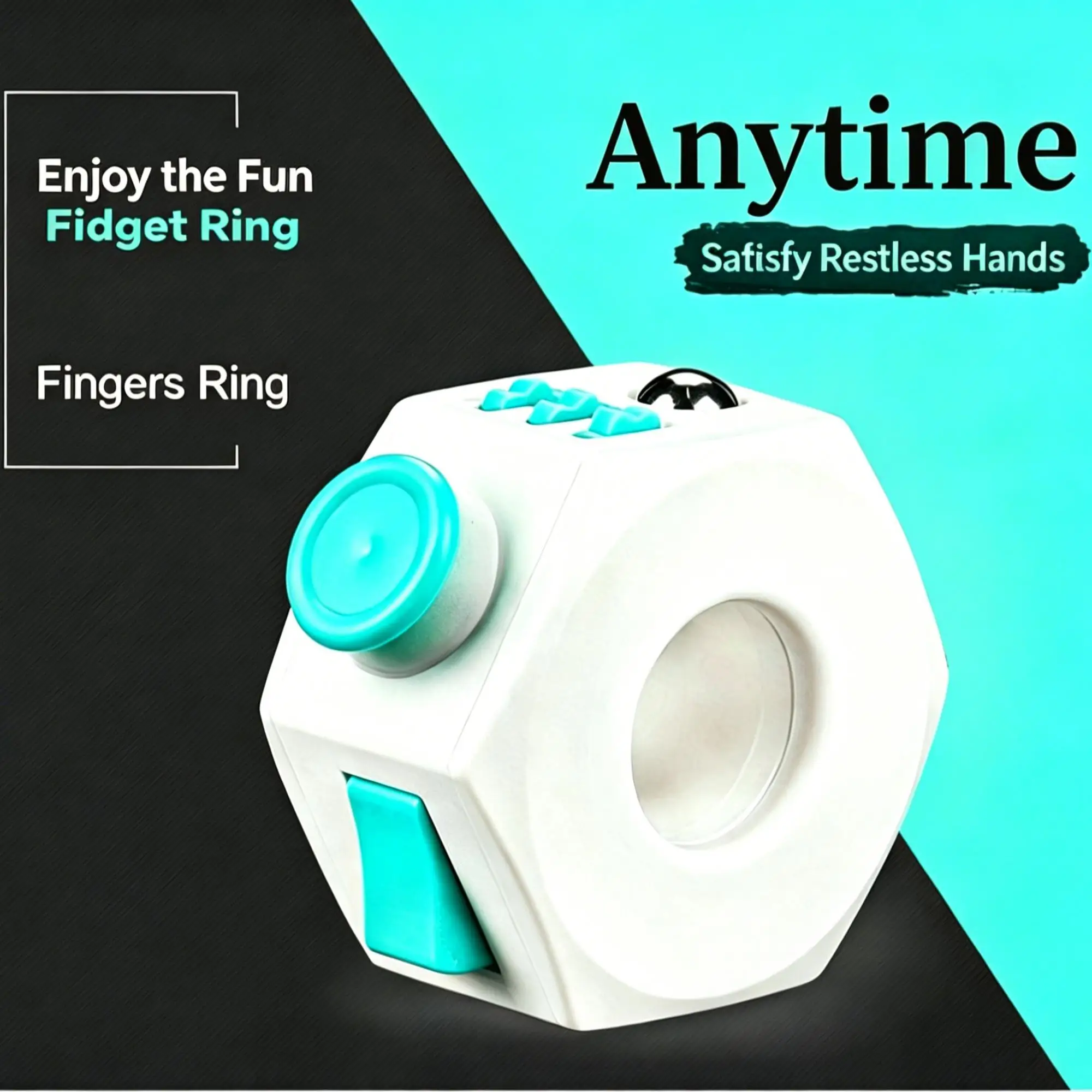 6 Sided Cube Fidget Roller Sensory Toy Multifunctional Finger Spinning Ring Cube Toy Relieve Stress for ADD ADHD Improve Focus