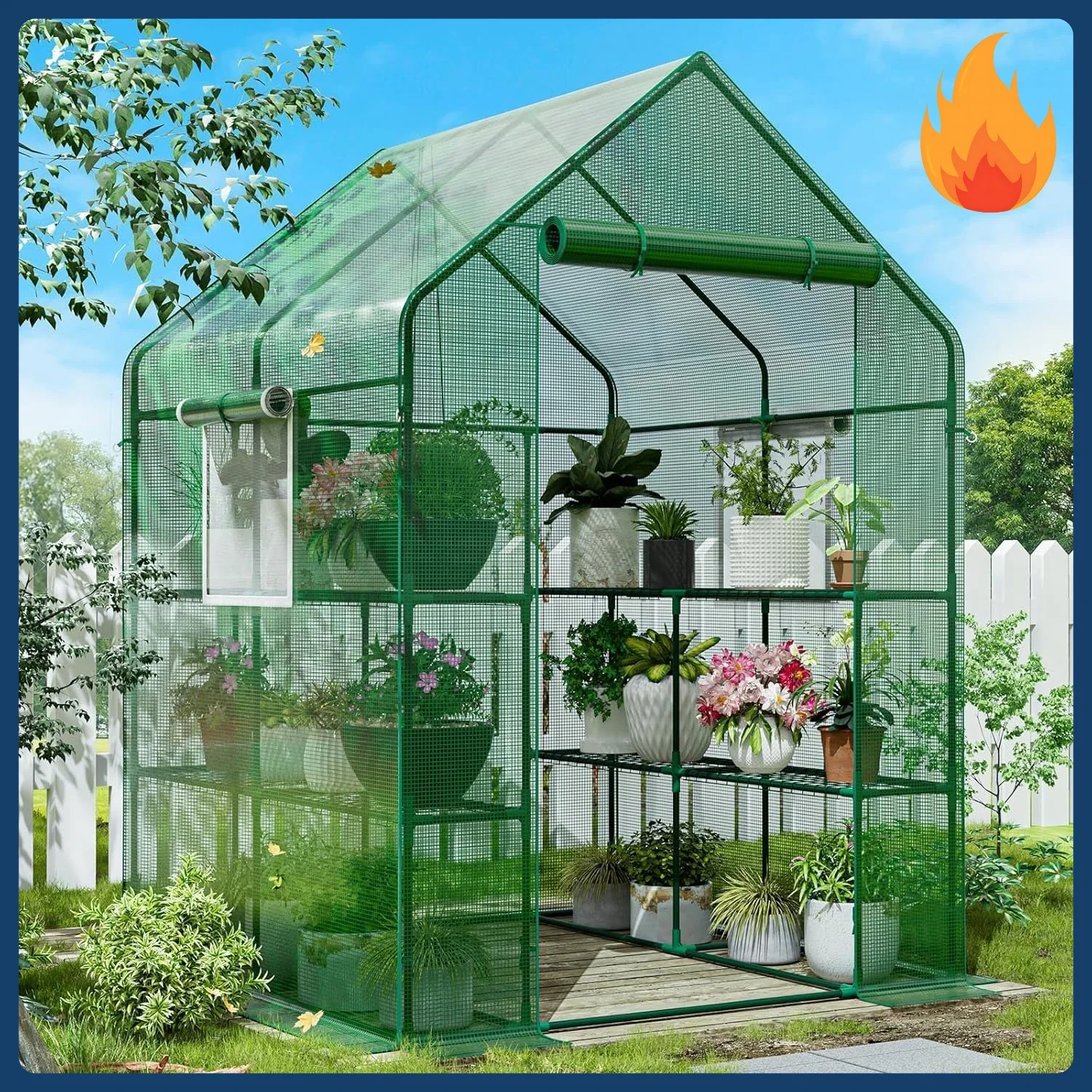 

Новинка! Теплица-оранжерея 56×56×78 дюймов, усиленная, для небольших растений, с утолщенным полиэтиленовым покрытием и стальным каркасом, для сада