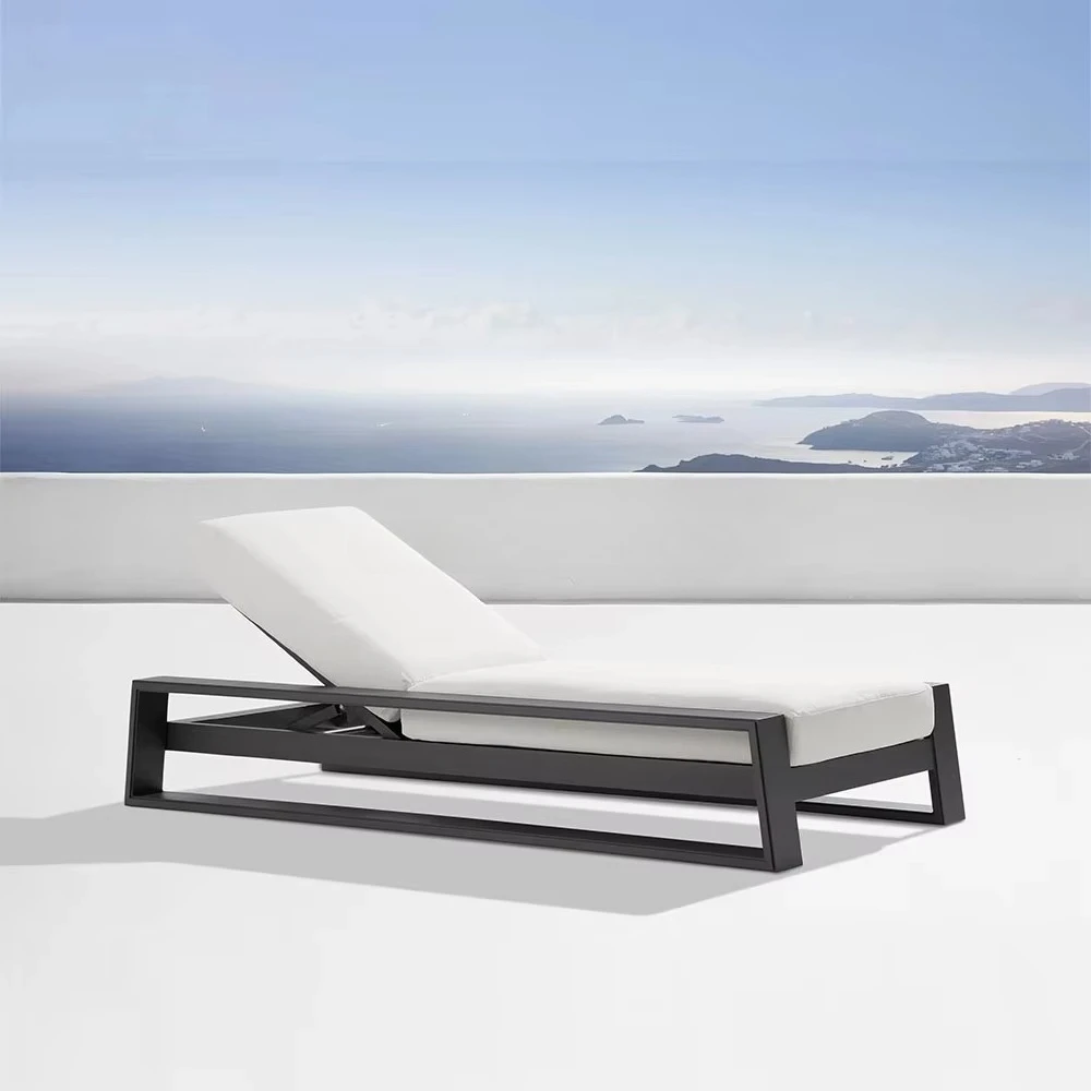 *Luxurious Modern Outdoor Aluminum Sectional Black and White Pool Daybed Versatile for Garden Patio Hotels and Villas