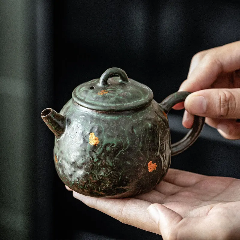 Retro Japanese style Pot Bronze Glaze Teapot Kung Fu Coarse pottery Tea Making Device Tea Infuser Tea Kettle