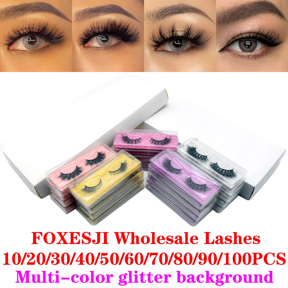 

FOXESJI Bulk Items Wholesale Mink Eye Lashes For Business Fluffy Soft Wispy Full strip Lashes Extension Natural False Eyelashes