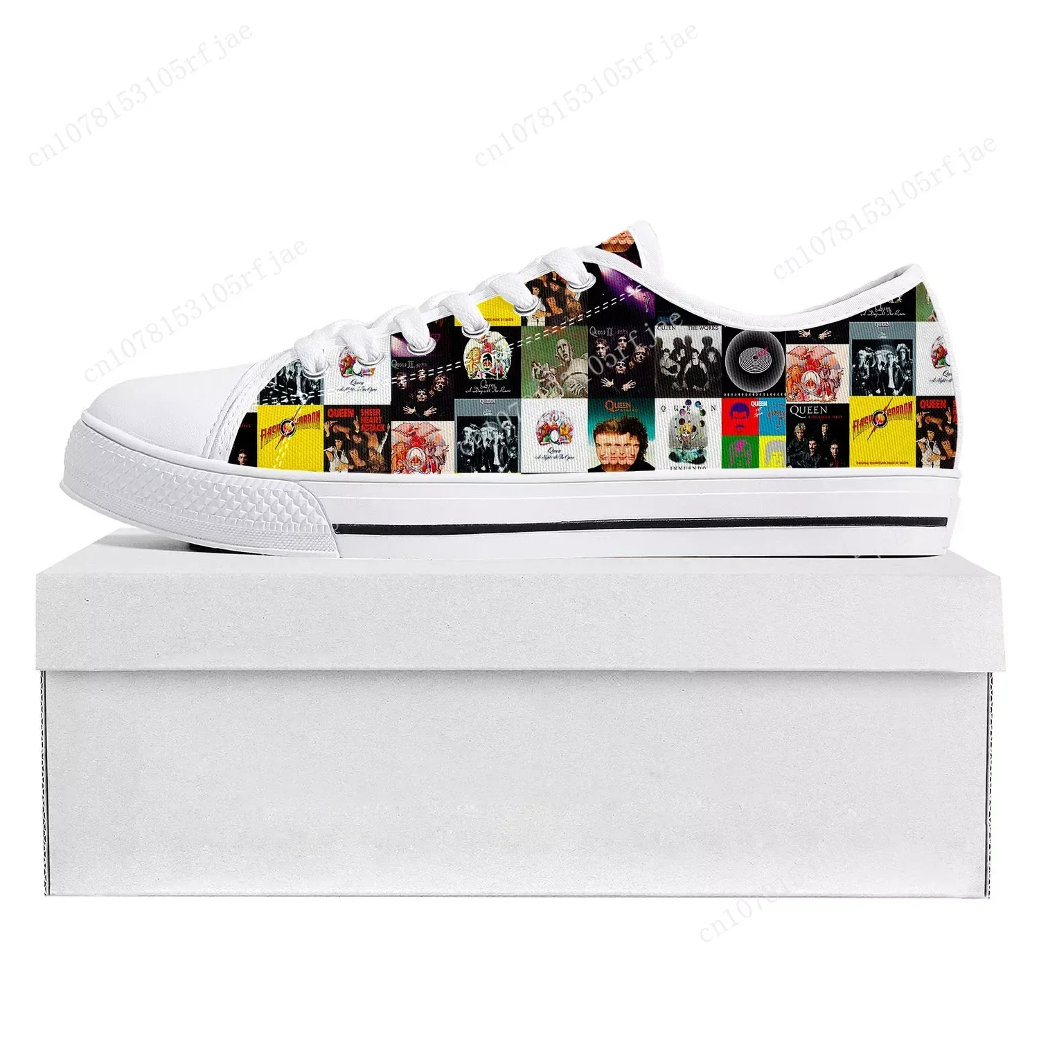 Queen Rock Band Fashion Low Top High Quality Sneakers Mens Womens Teenager Canvas Sneaker Casual Couple Shoe Custom Shoe White