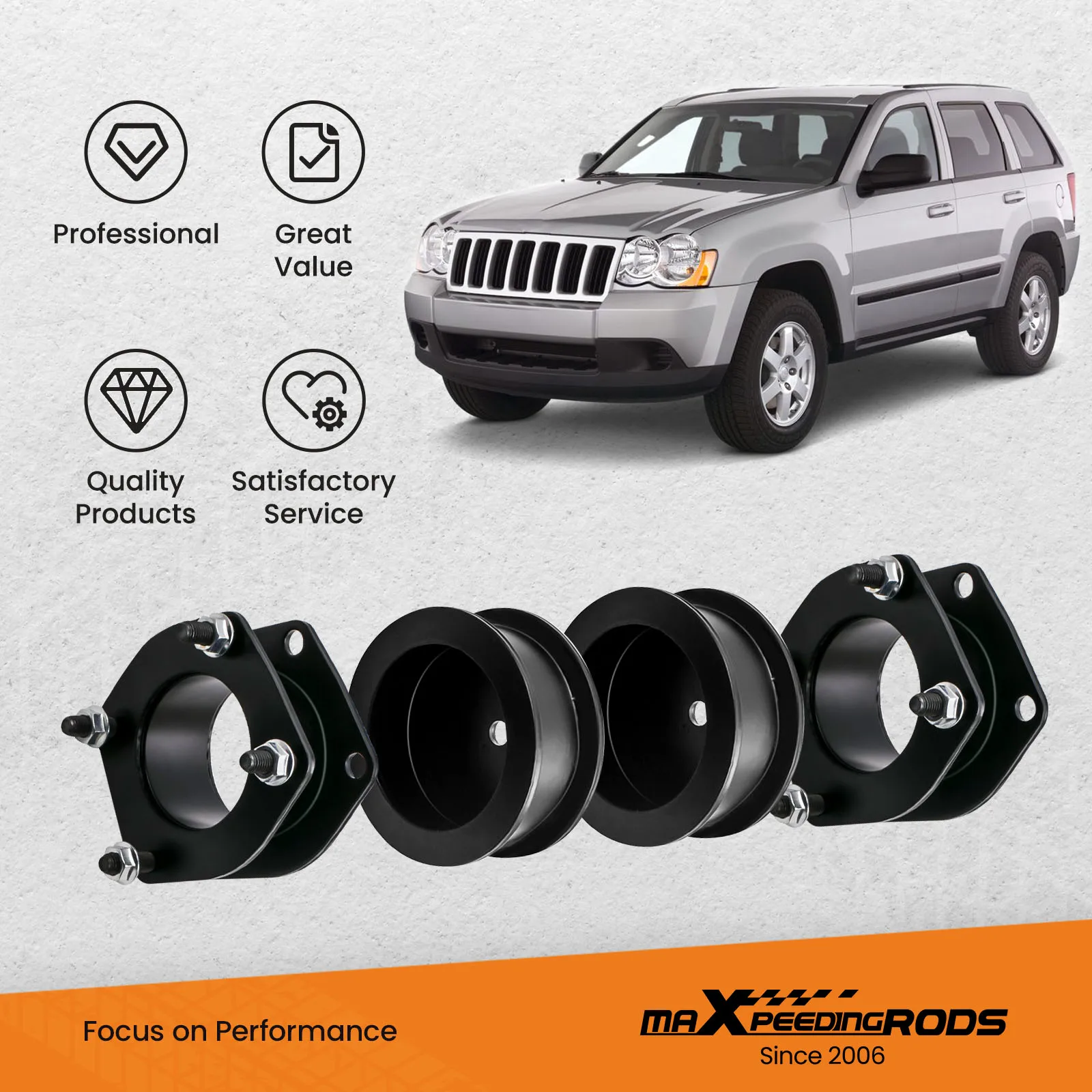 Lift Level Kit 2\'\' inch Front Rear Spacers Fit Jeep commander 2006-2010 4x4 for Grand Cherokee WK 2\