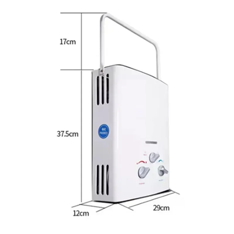 LPG Propane Gas Tankless Water Heater for Outdoor Camping, Instant Bath with Shower Head, Hot Water Boiler, Car Truck Tent, 6L