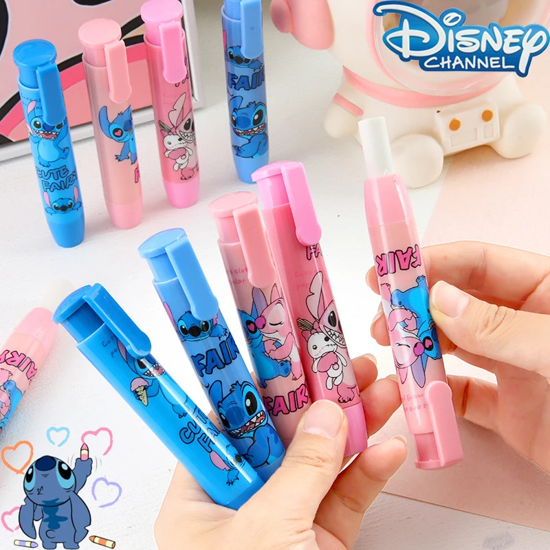 

1/4pcs Disney Stitch Press Eraser Creative Lipstick Modeling Kawaii Children School Supplies Stationery Anime Cute Eraser Gifts