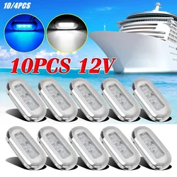 10PCS 12V Yacht Marine Boat Flush Mount Clear Lens LED Oblong Stair Deck Lamp Stainless Steel Waterproof Light