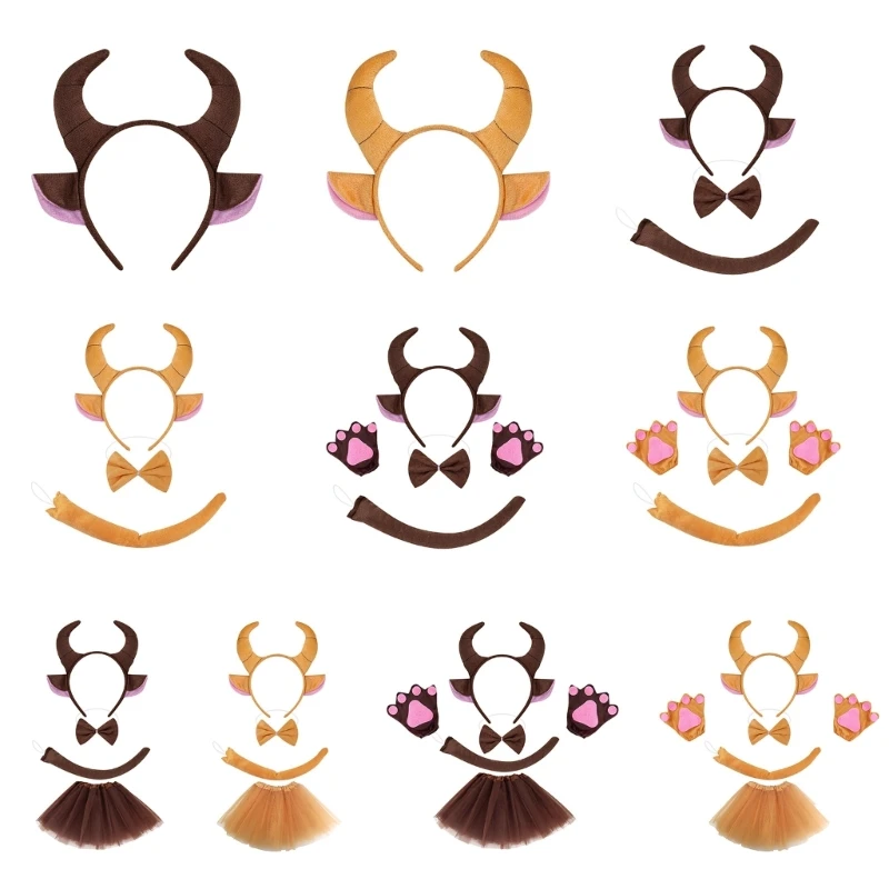 Unique OX Horn Headband Animal Ears Plush Headpiece Party Cosplay Costume Headdress for Parties and Celebrations