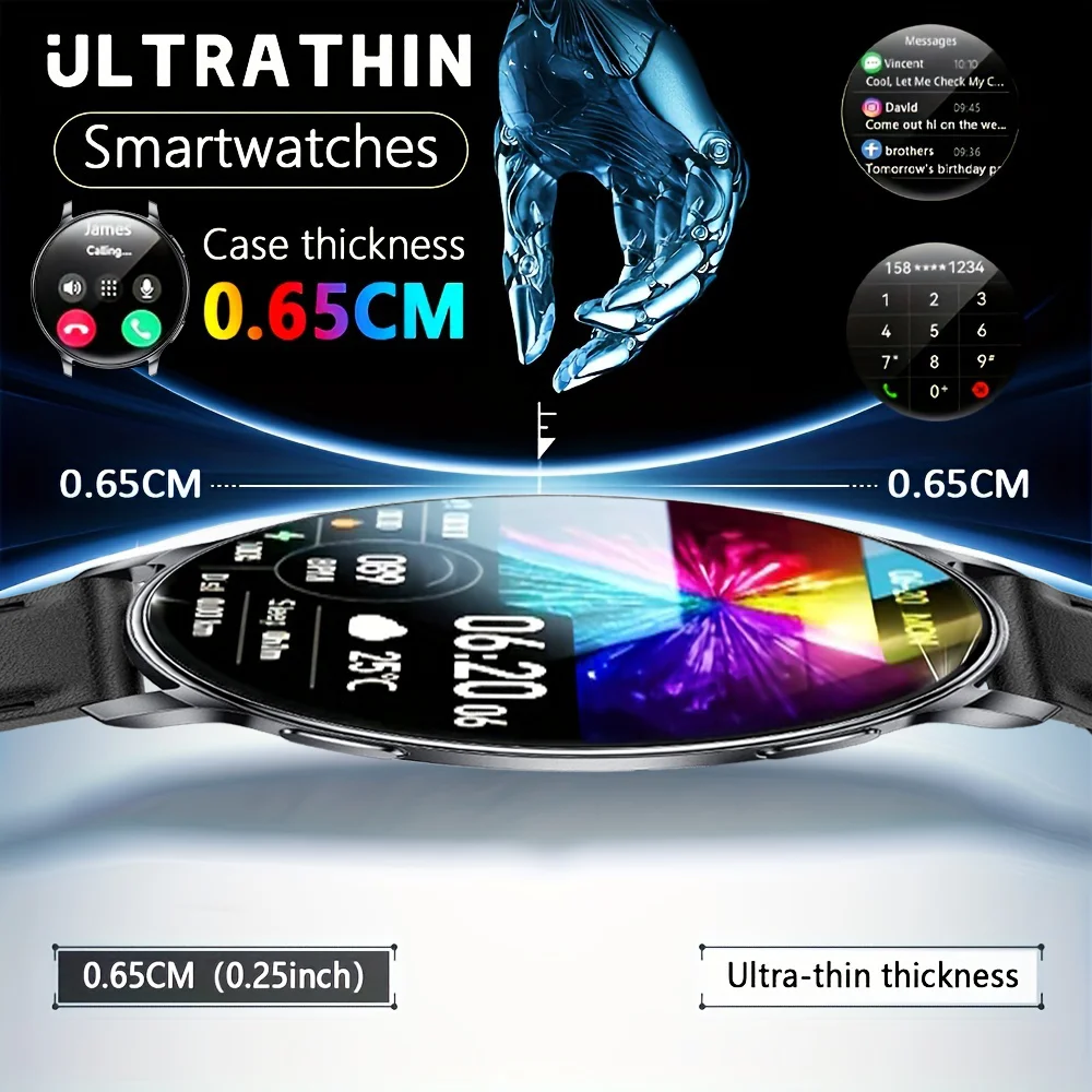 

2026 Ultra-thin Amoled Smartwatch 1.32inch Curved BT Call Long Battery Life Fitness Watches Men AMOLED Sports Health Smart Watch