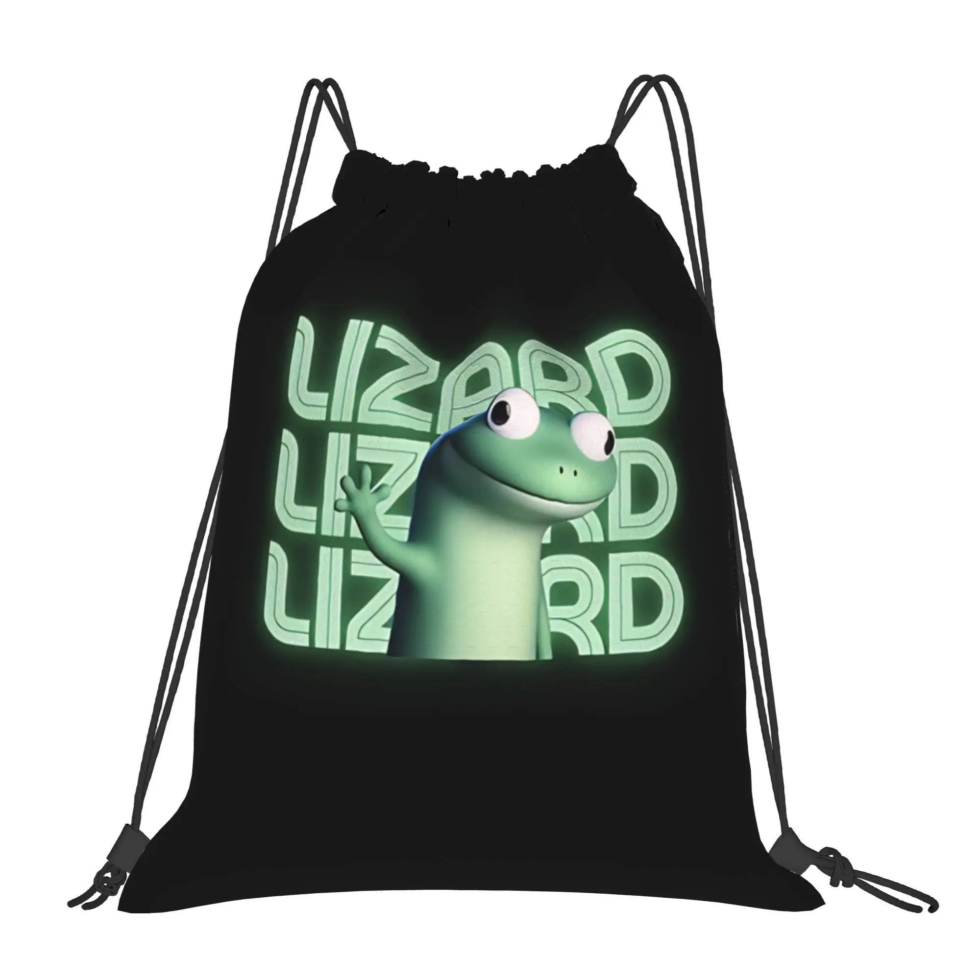 Lizard Glow text lizard meme Portable Hiking Riding Gym Drawstring Storage Sporty Backpacks