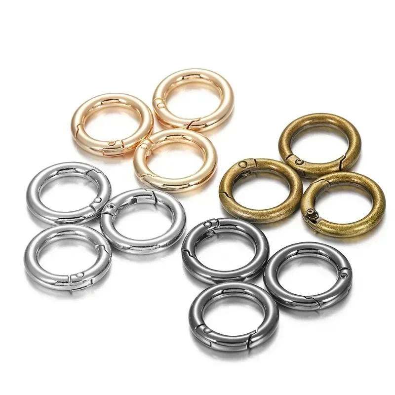 Metal Ring Spring Clasps for DIY Jewelry Openable Round Carabiner Keychain Bag Clips Hook Dog Chain Buckles Connector