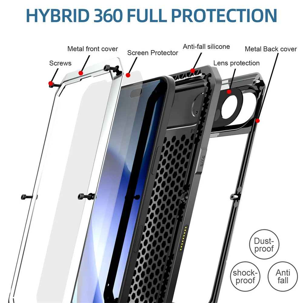 

Противоударный металлический прочный чехол для iPhone 17, 16, 15, 14, 13, 12, 11 Pro Max Plus XS Max Heavy Duty Premium Gorilla Bumper Coque