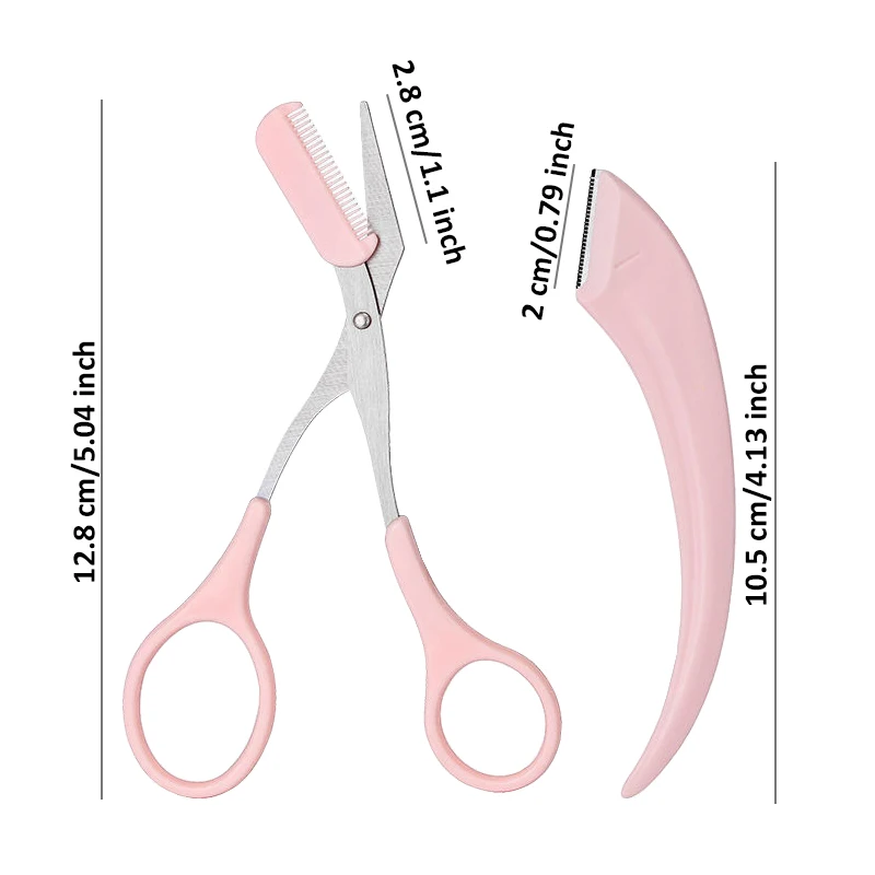 Cuchillo para recortar cejas, maquinilla de afeitar facial para mujeres, tijeras profesionales para cejas con peine, recortador de cejas, accesorios raspadores