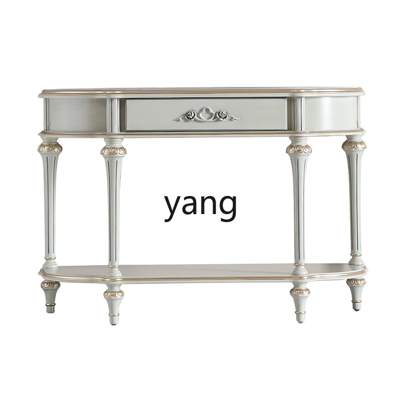 

xyy retro light luxury solid wood entrance table high-end strip case against the wall entrance door entrance table