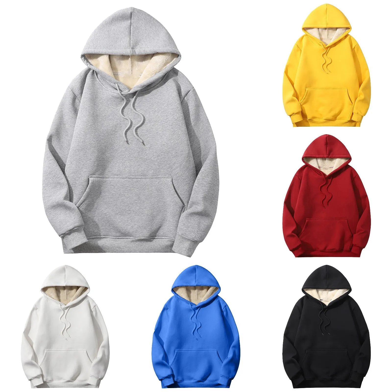 Winter Thicken Warm Hoodie Sweatshirt Long Sleeve Fleece Lined Pullover Shirts Unisex Hoodie With Pockets Men Woman Clothing