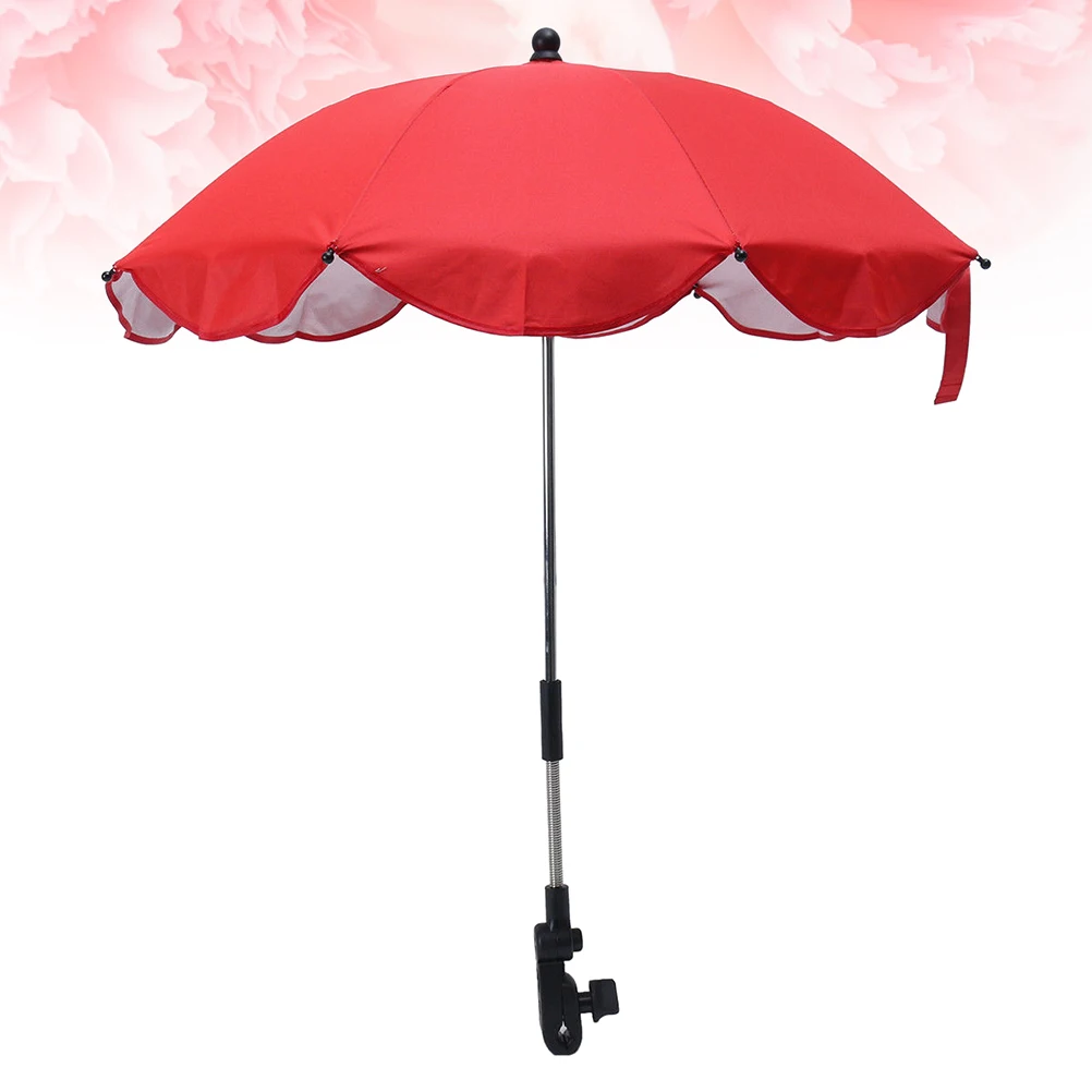 

Adjustable Baby Stroller Umbrella Mount Pushchair Sun Protection Pram Carriage Uv Shield Free Hands Easy Install(Red/35.5Cm/8