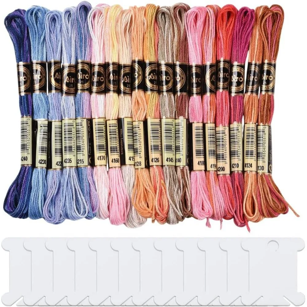 18 Skeins 6 Strands Colorful Variegated Embroidery Floss Bulk Polyester Gradient Stitch Thread Friendship Bracelets String