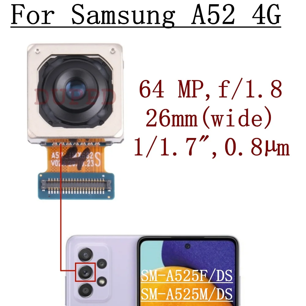 Rear Front Camera For Samsung Galaxy A52 SM-A525F A525M 4G Backside Back Facing Wide Camera Module Replacement Parts