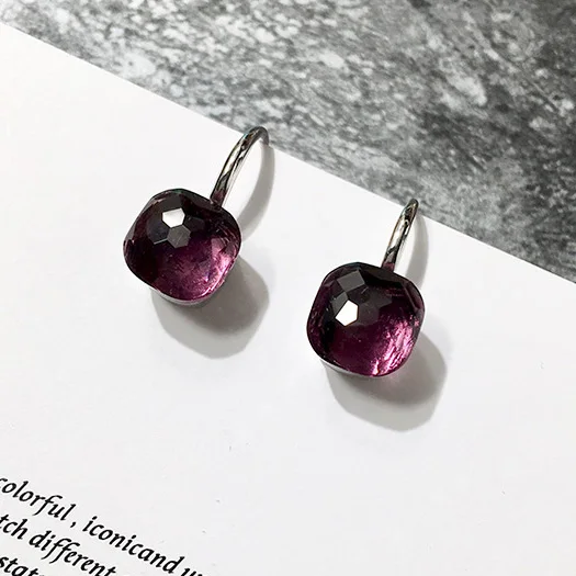 100% 925 Sterling Zilver Snoep Stijl 21 Kleuren Blauw Wit Rood Groen Geel Crystal Drop Earring Voor Vrouwen Fijne Sieraden