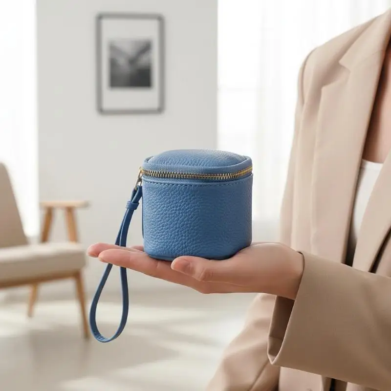 Cosmetic Bag Vintage Leather Large Capacity Travel Pouch Make Up Organizer For Handbag And Suitcase Storage