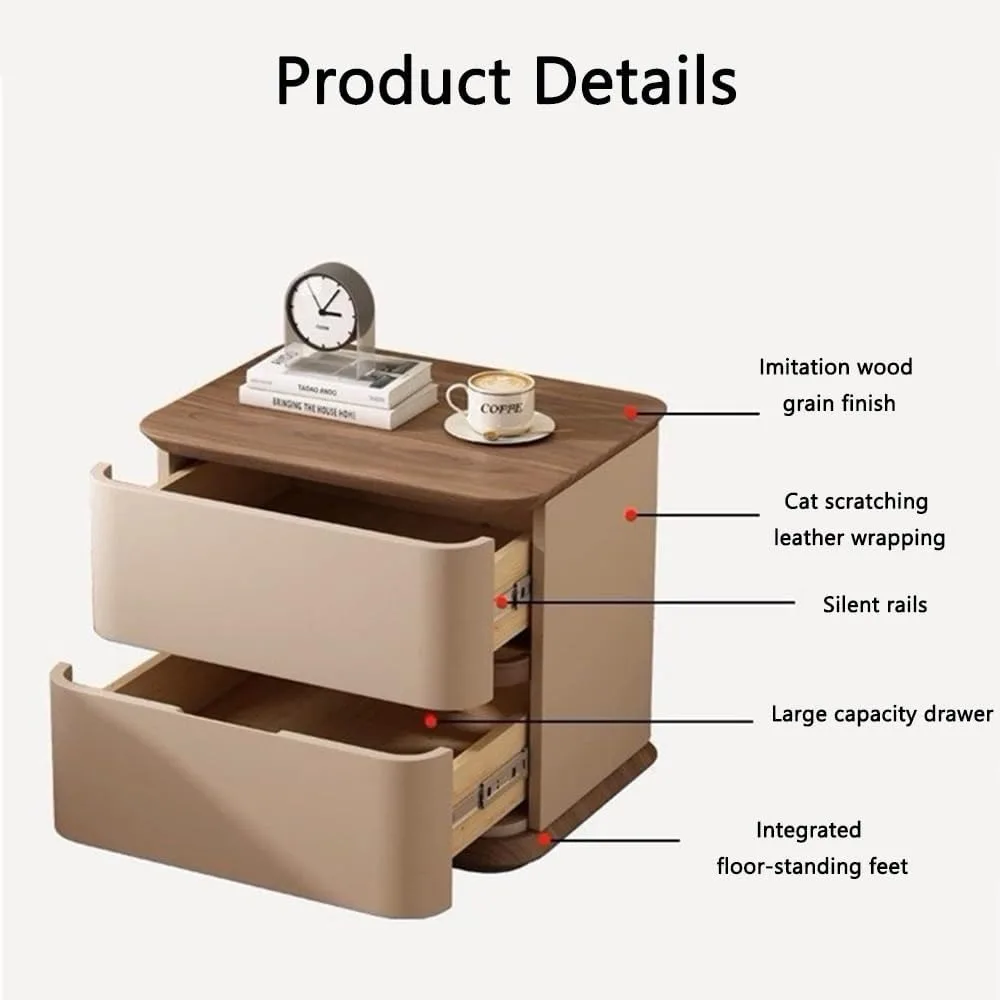 منضدة حديثة في منتصف القرن: طاولة جانبية سوداء ذات درجين بطول 19.7 بوصة لغرفة النوم أو غرفة المعيشة أو المكتب