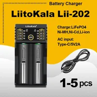 1-5PCS LiitoKala Lii-202 18650 li-ion battery Charger 1.2V/3.7V/3.2V/3.85V 21700 20700 2665014500 16340 NiMH Smart Charger