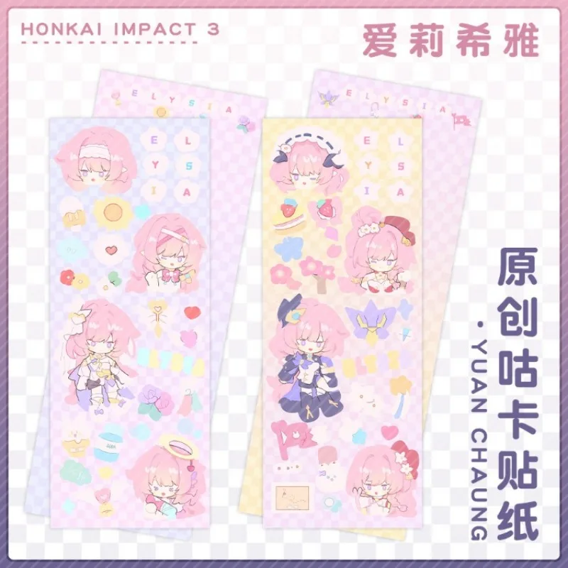 Honkai Impact 3 Sticker Elysia Gooka Hand Account Stickers Anime Figure School Supplies Student Kawaii Stationery Kid Girl Gift