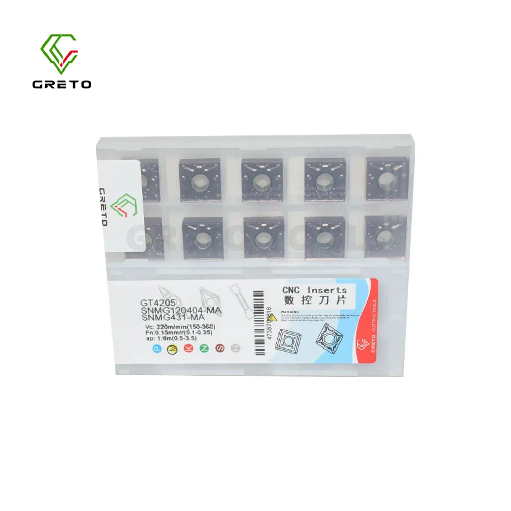 GRETO SNMG120404-MA GT4202 GT4204 GT4205 Cemented Carbide Cutting Tool  SNMG 120404 MA SNMG120 404-MA Turning Tools Inserts