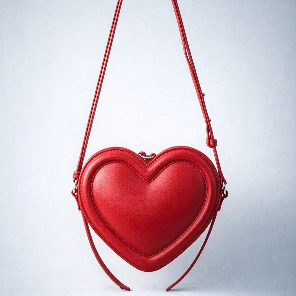 

New Heart Shaped Crossbody Bag Single Shoulder Shopping Bag for Women Cool Sweet 3D Valentine's Day Gift Bag