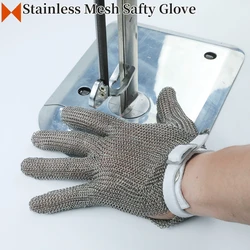 Stainless Steel Mesh Safety Glove For Cut Protection, Ambidextrous, Adjustable Wrist Strap