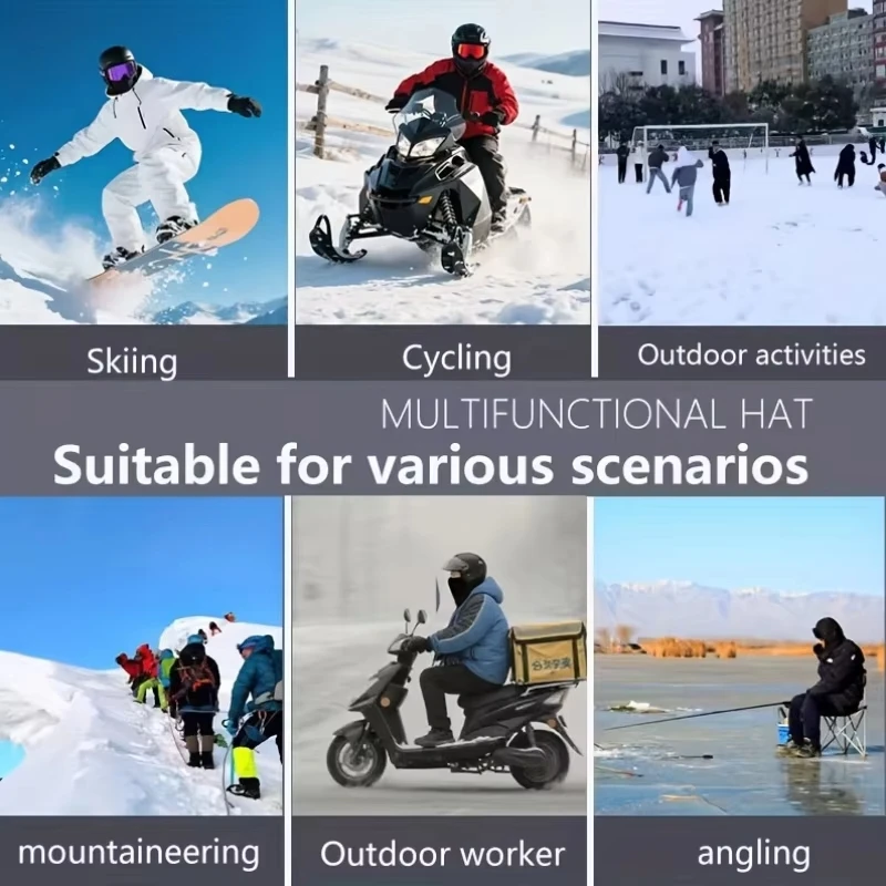 

Outdoor Winter Thermal Hat and Neck Warmer Combination Cycling Face Mask Sports Ski Hood Neck Protector Windproof Protection