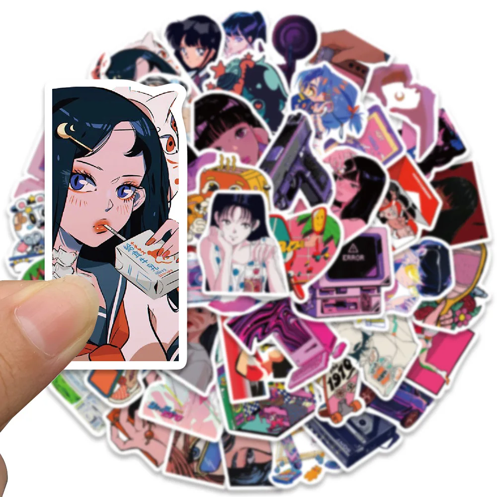 50/100Pcs INS Novelty Cartoon Cute Kawaii City Pop Girls Stickers PVC Waterproof Stickers Decals For Kids Boys Girls Toys Gifts