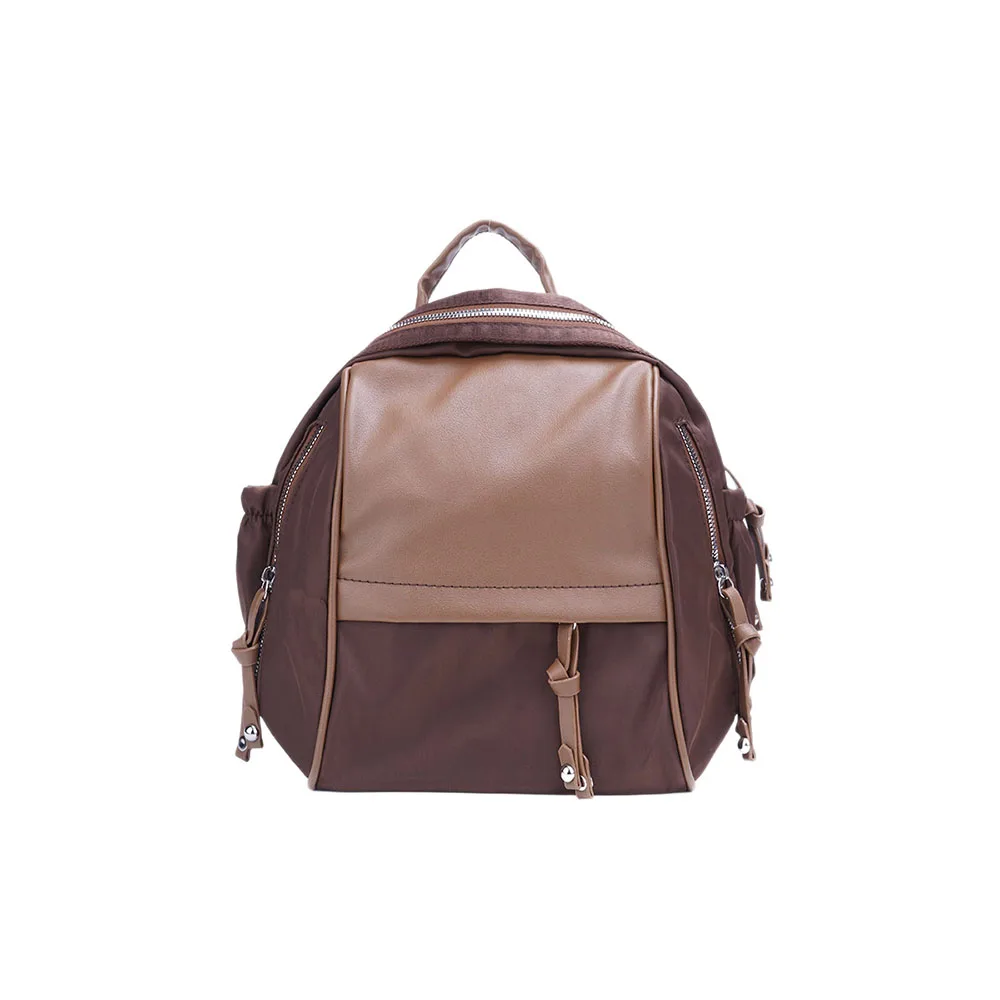Vintage Brown Patchwork Backpack Waterproof Small Rucksack Women's Retro Patchwork Brown Backpack Casual Mini Travel Daypack