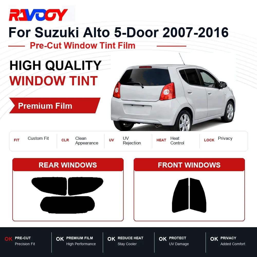 Premium Pre-Cut Window Tint For Suzuki Alto 5-Door 2007-2016 Front & Rear Windows UV Heat Rejection Privacy Film
