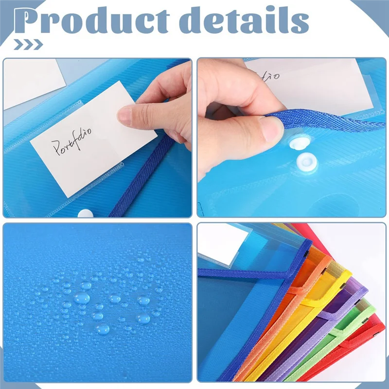

J1UL1N 6 Pcs Popper Wallet Document Pockets Envelope File Folder With Button Closure Card Slot