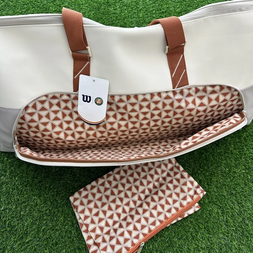 Wilson 2024 Roland Garros Tennis Duffel Racket Bag Super Tour Large Tennis Bag Max for 5 Racquets With Independent Inner Pocket